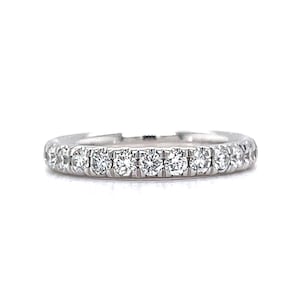Round Brilliant Diamond .53 Carat Half-Eternity Wedding Band in White Gold