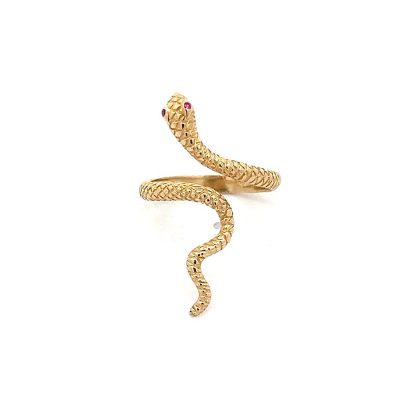 Ruby Eye Snake Ring in 14k Yellow Gold Etsy Australia