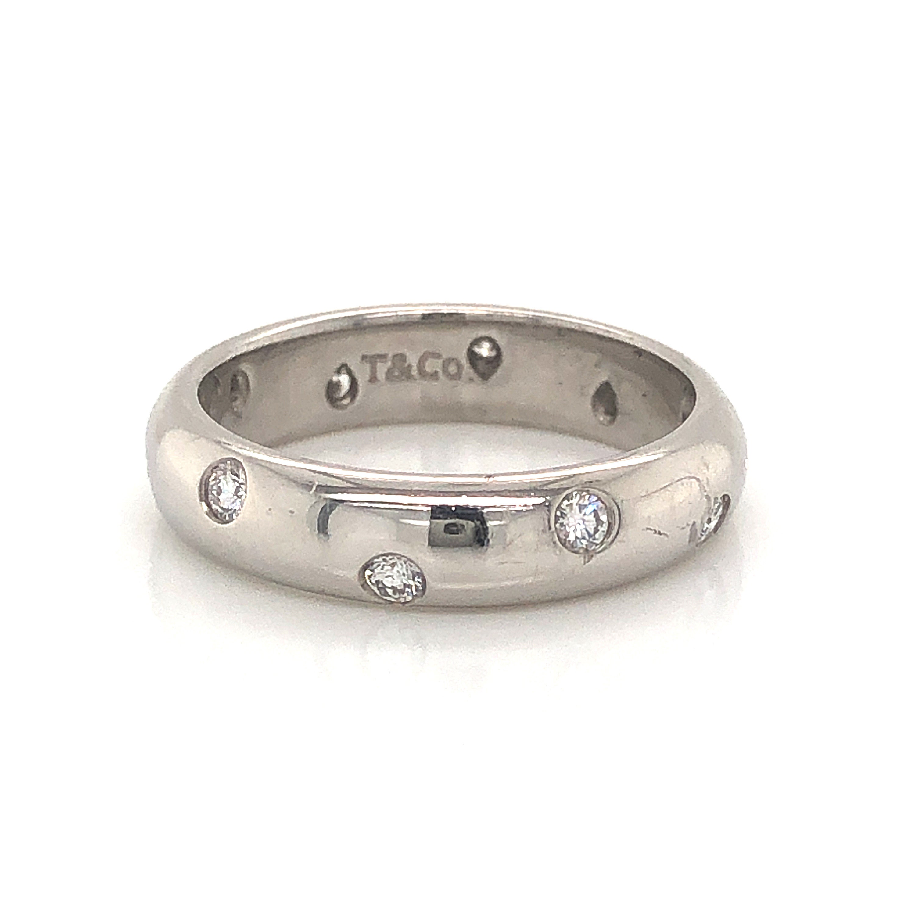 Wegrijden Pas op stem Tiffany & Co. Etoile Diamond Trouwring in Platina - Etsy Nederland