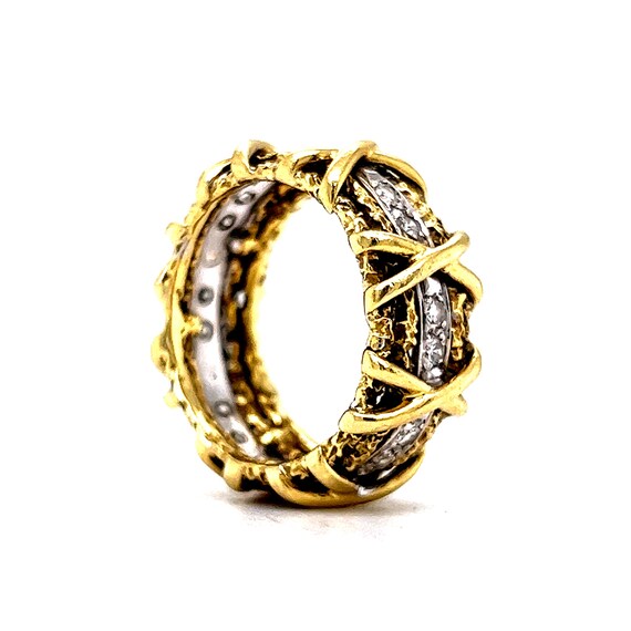 X Patterned Diamond Cocktail Ring in 14k Yellow G… - image 6