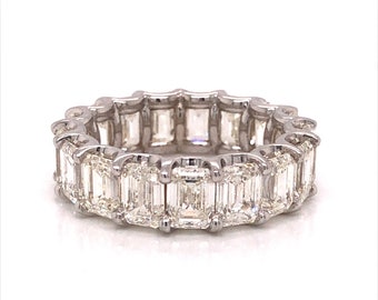 8.53 Emerald Cut Diamond Eternity Band in 18k White Gold