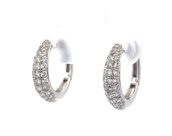 Runder .77ct Diamant Pave Creolen Ohrring aus 14k Weißgold