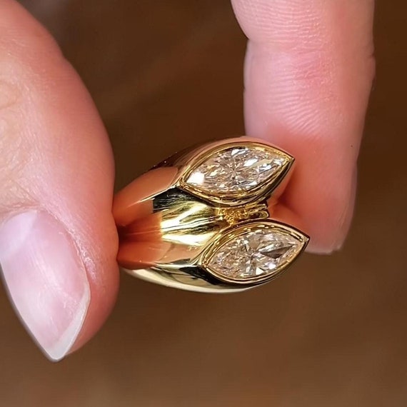 1.58 Carat Marquise Diamond Cocktail Ring in 18k Yellow Gold