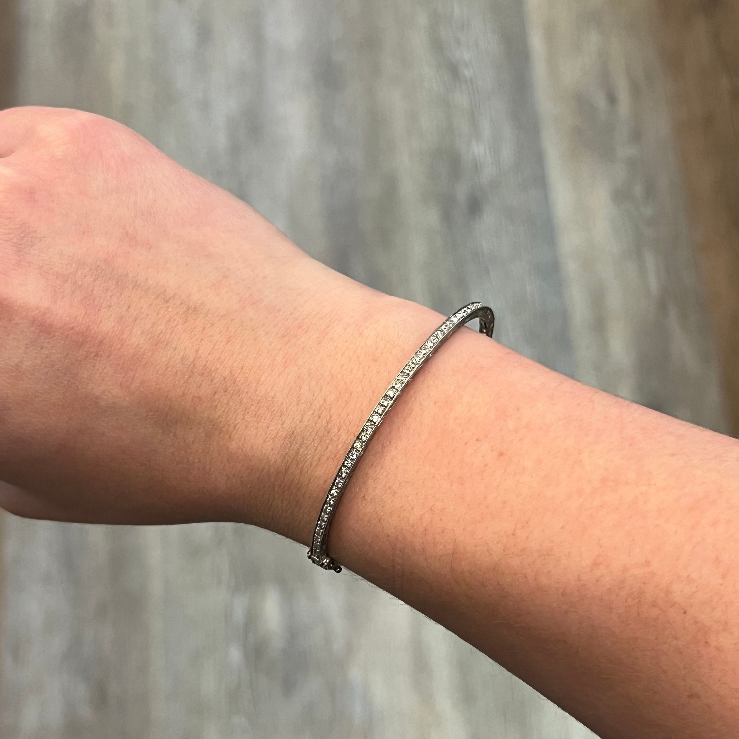 アンティーク風ダイヤモンド バングル ブレスレット プラチナ - Etsy 日本