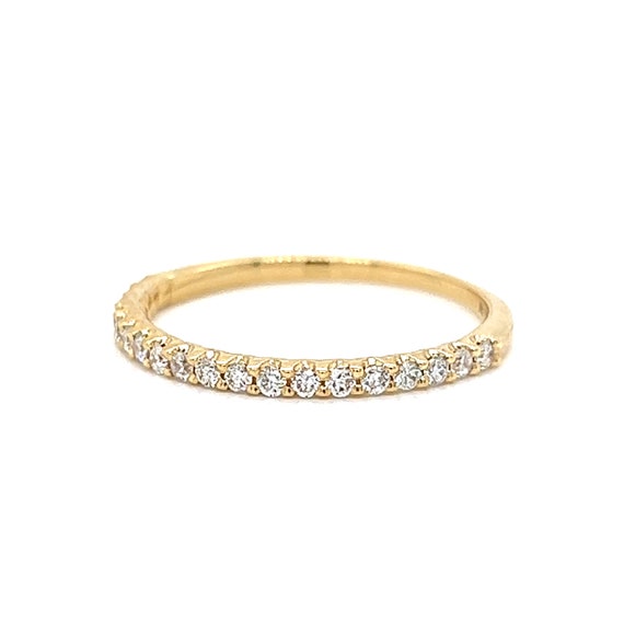 Thin Diamond Wedding Band in 14k Yellow Gold - image 3