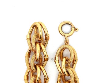 高品質 Vintage Link Bracelet • 18K Yellow Gold Mid Century Jewelry 小物