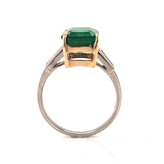 Step Cut Emerald and Diamond Ring in Platinum & 1… - image 5