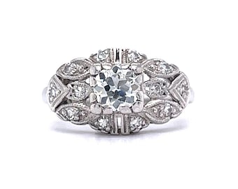 Vintage Old European Diamond Engagement Ring in Platinum