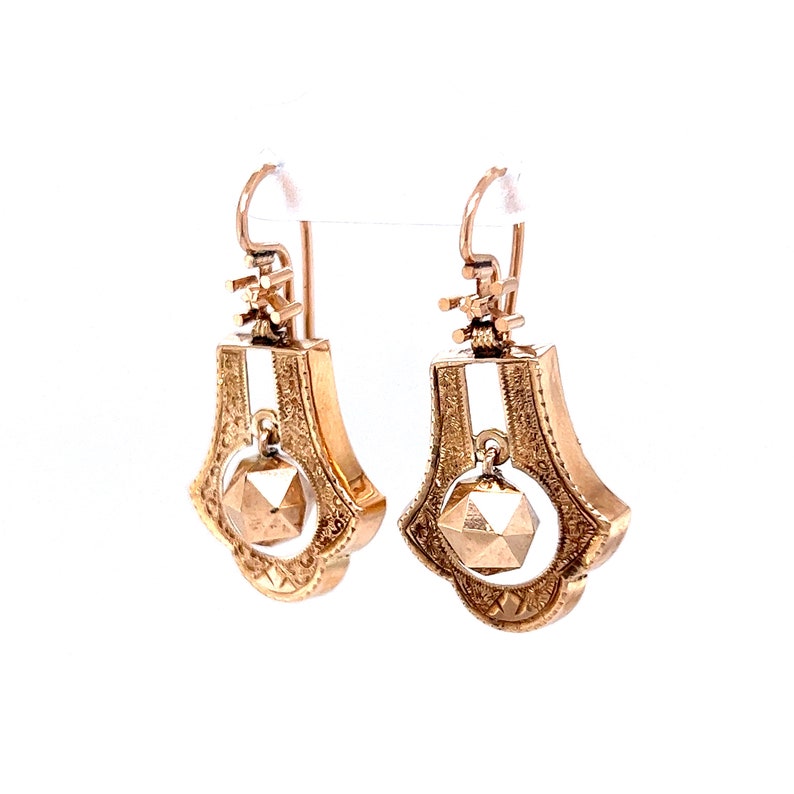 Antique Victorian Dangle Earrings in 14k Yellow Gold image 5