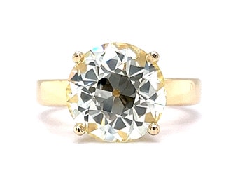 5.24 Old European Cut Diamond S/T, SI2 GIA Engagement Ring in 14k Yellow Gold