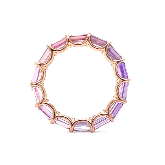 Pink & Purple Sapphire Eternity Band in 14k Rose … - image 5
