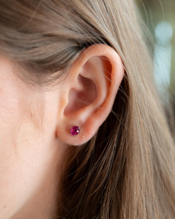 Ruby Stud Earrings in Platinum - image 2