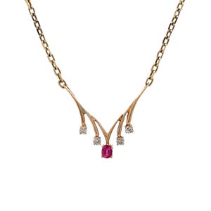 Ruby & Diamond Pendant Necklace in 14k Gold