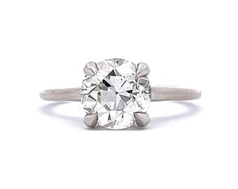 2.02 Carat Old European Diamond Solitaire Engagement Ring in Platinum