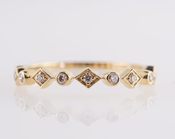 Modern Diamond Half-Eternity Band in 14k Yellow Gold