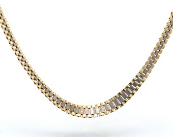 Watch Link Style Chain Necklace in 14k Yellow & White Gold