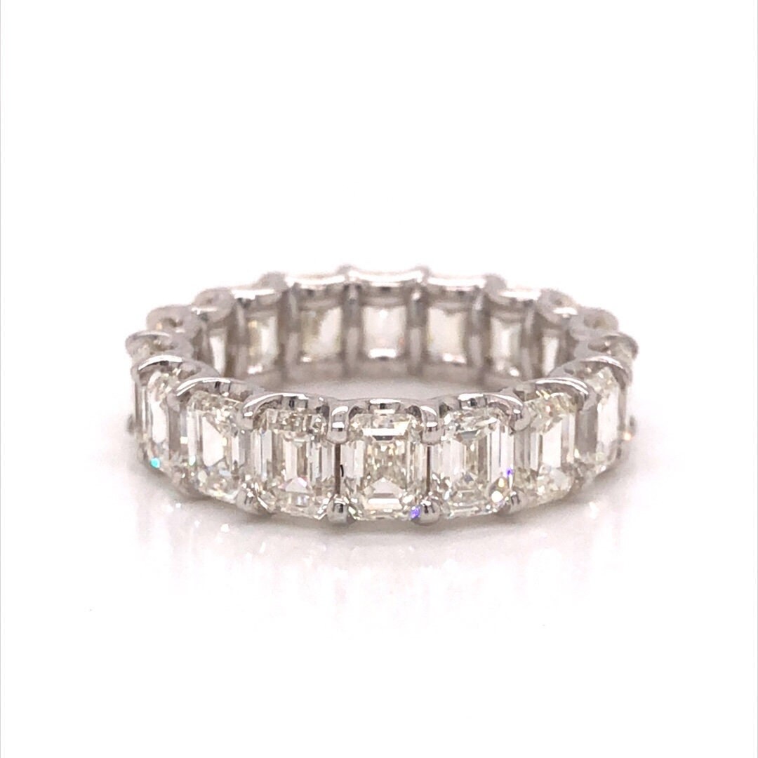 Emerald Cut Diamond Eternity Band in 18k White Gold - Etsy