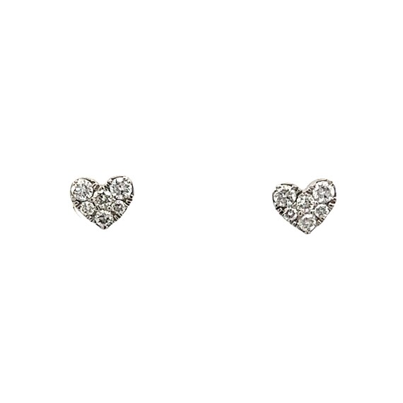 Diamond Heart Stud Earrings in 14k White Gold - image 1