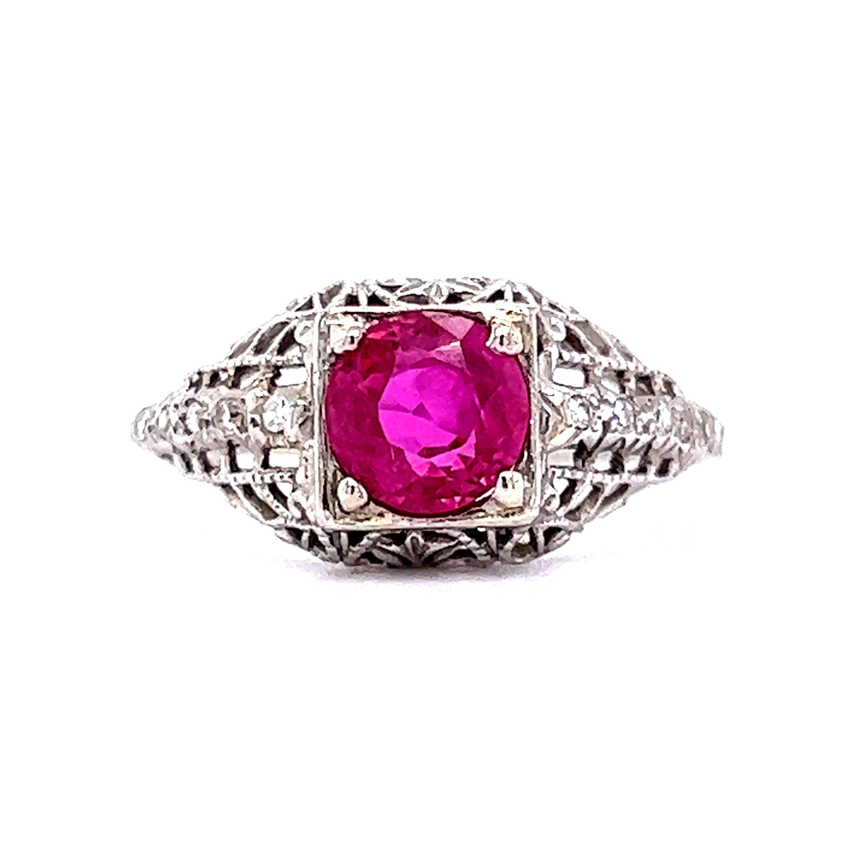 Vintage 1920's Pink Sapphire & Diamond Ring in 18k - Etsy Vintage 1920's Pink Sapphire & Diamond Ring in 18k - Etsy