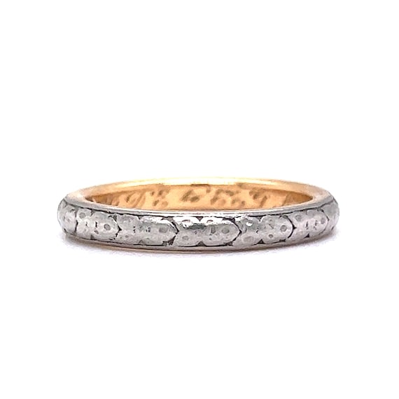 1900's Antique Engraved Wedding Band in 18k White… - image 6