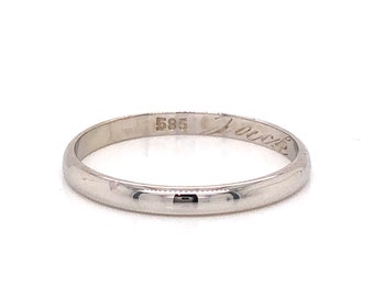 Thin Mid-Century Wedding Band in 14k White Gold