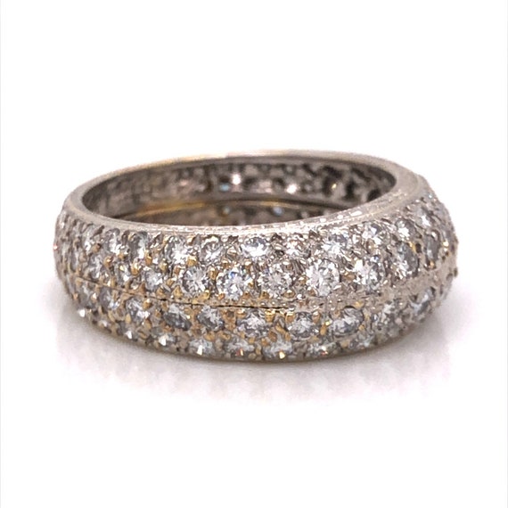 Mid-Century Pave Diamond Cocktail Ring 18k White … - image 4
