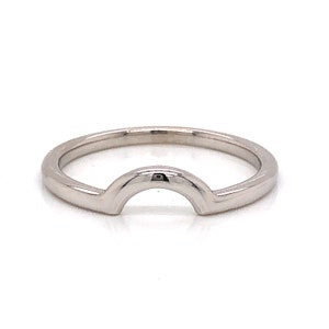 Simple Round Contoured Wedding Band in 14k White Gold