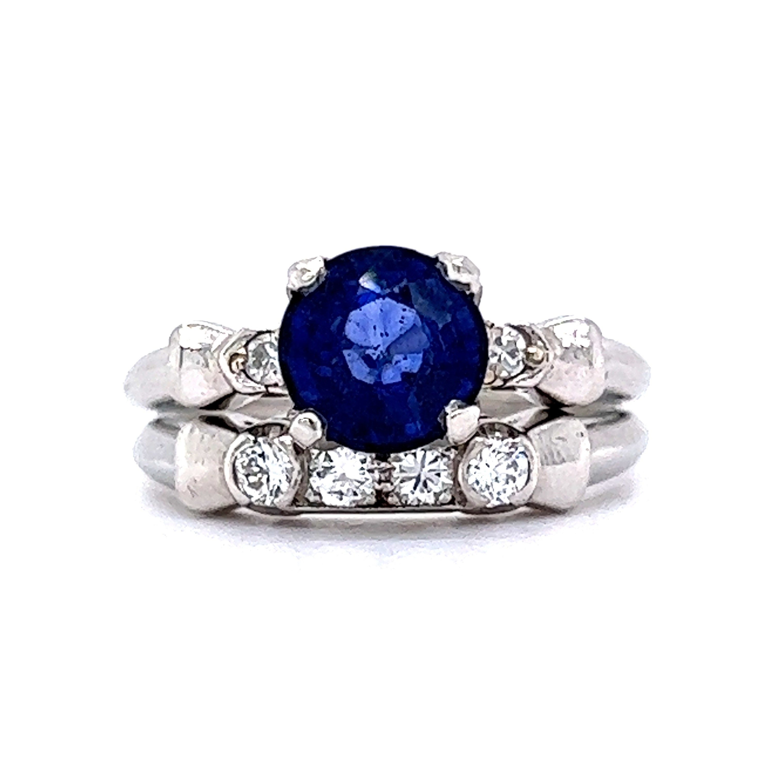 1930年代のサファイアとダイヤモンドの婚約指輪セット - Etsy 日本