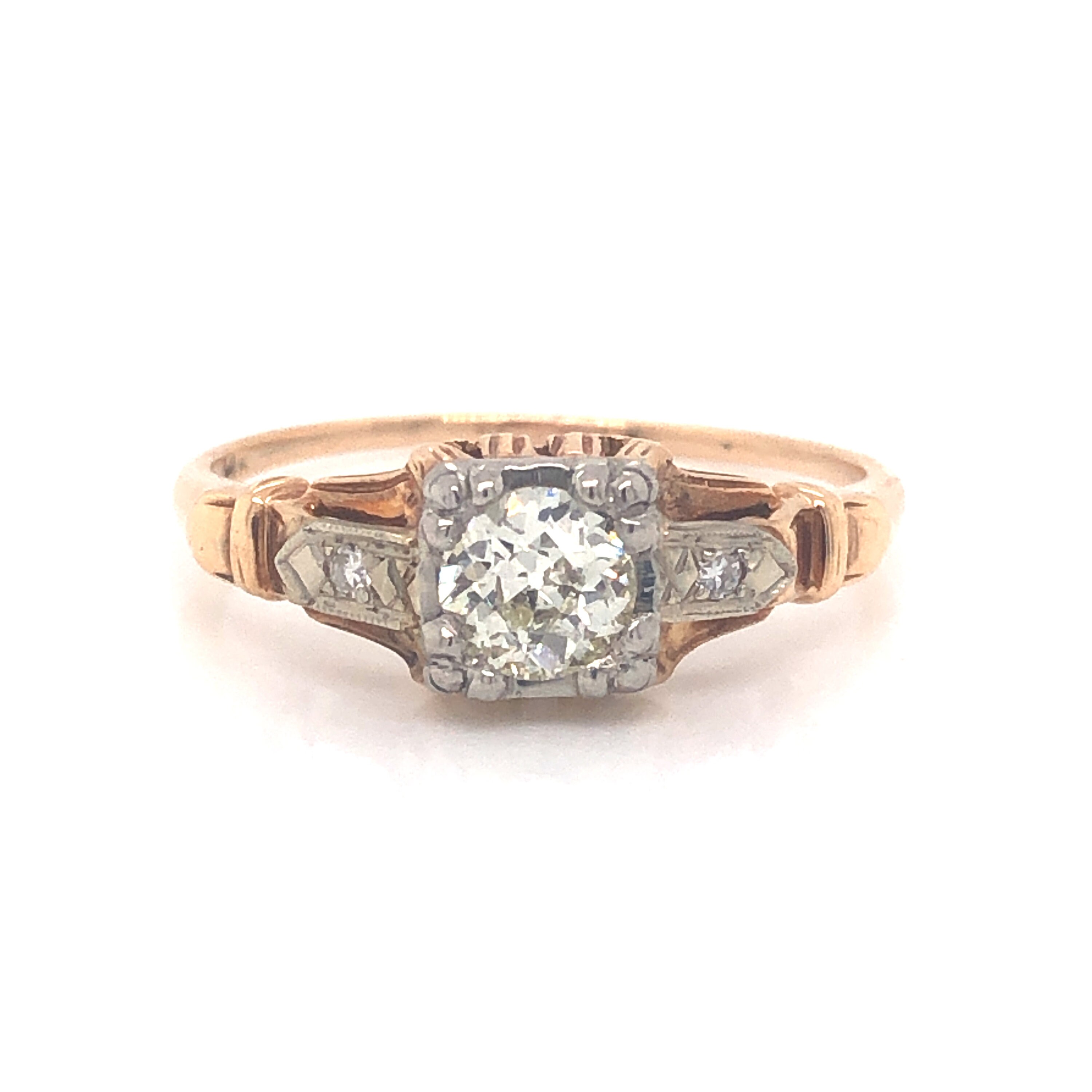 Retro Two-tone Diamond Engagement Ring in 14k - Etsy