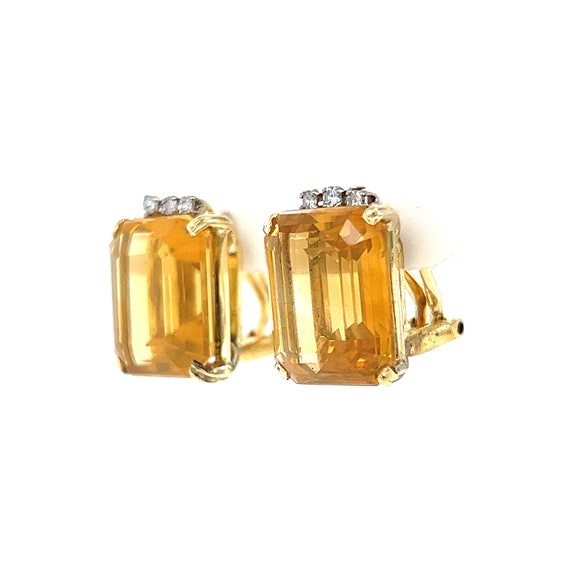 Mid-Century Citrine Stud Earrings in 14k Yellow G… - image 3