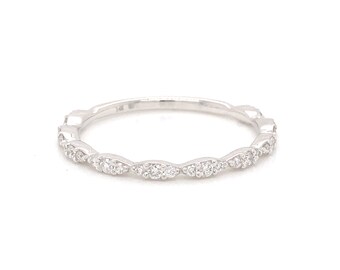Pave Diamond Wedding Band in 14k White Gold
