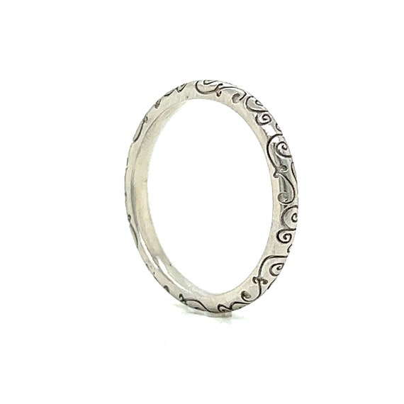 Art Deco Swirl Engraved Wedding Band in Platinum - image 6