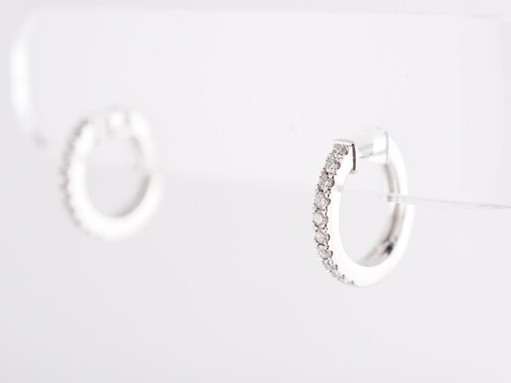 Diamond Hoop Earrings in 14k White Gold - image 5