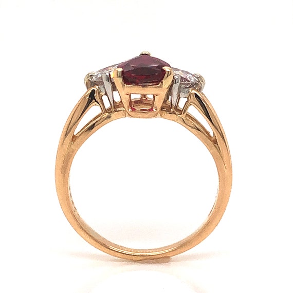 Pear Cut Ruby Engagement Ring in 18k Gold & Plati… - image 6