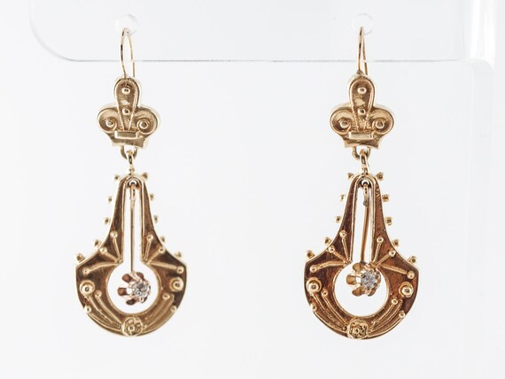 Victorian Style Diamond Earrings in Yellow Gold