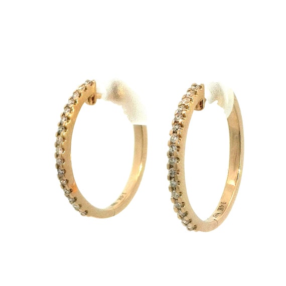 Diamond Hoop Earrings in 14k Yellow Gold - image 1