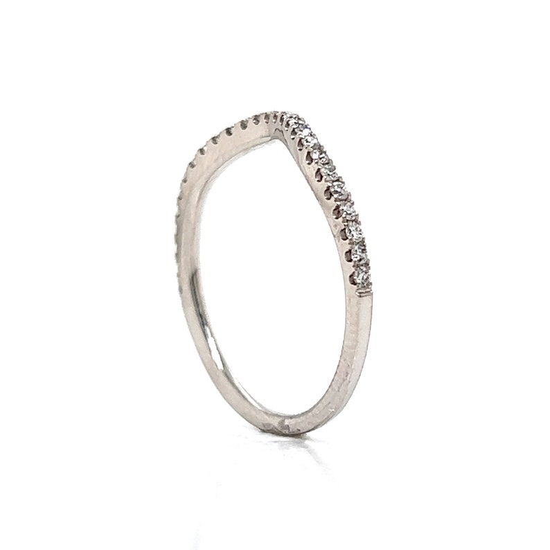 Contoured Diamond Wedding Band in 14k White Gold image 6