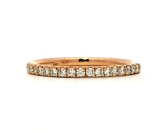 Straight Line Diamond Wedding Band in Rose Gold