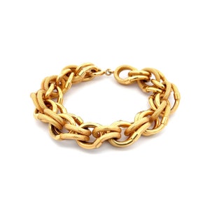 Vintage Link Bracelet • 18K Yellow Gold Mid Century Jewelry • Estate Statement Bracelet