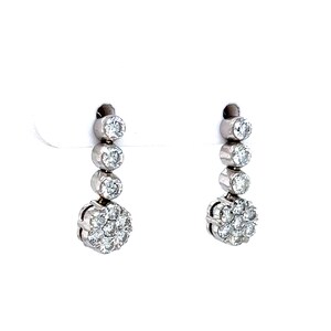 Modern Diamond Cluster Drop Earrings in 18k White Gold image 4