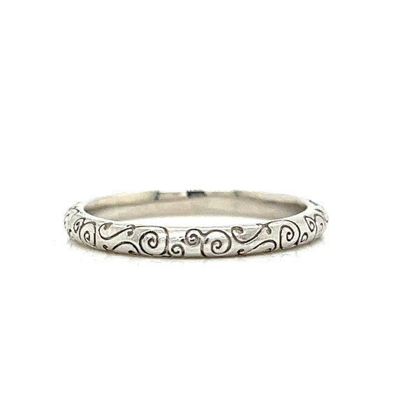 Art Deco Swirl Engraved Wedding Band in Platinum - image 4