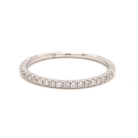 Modern Diamond Wedding Band in 14k White Gold - image 1