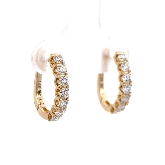 Diamond Hoop Earrings .66 Carats in 14k Yellow Go… - image 3
