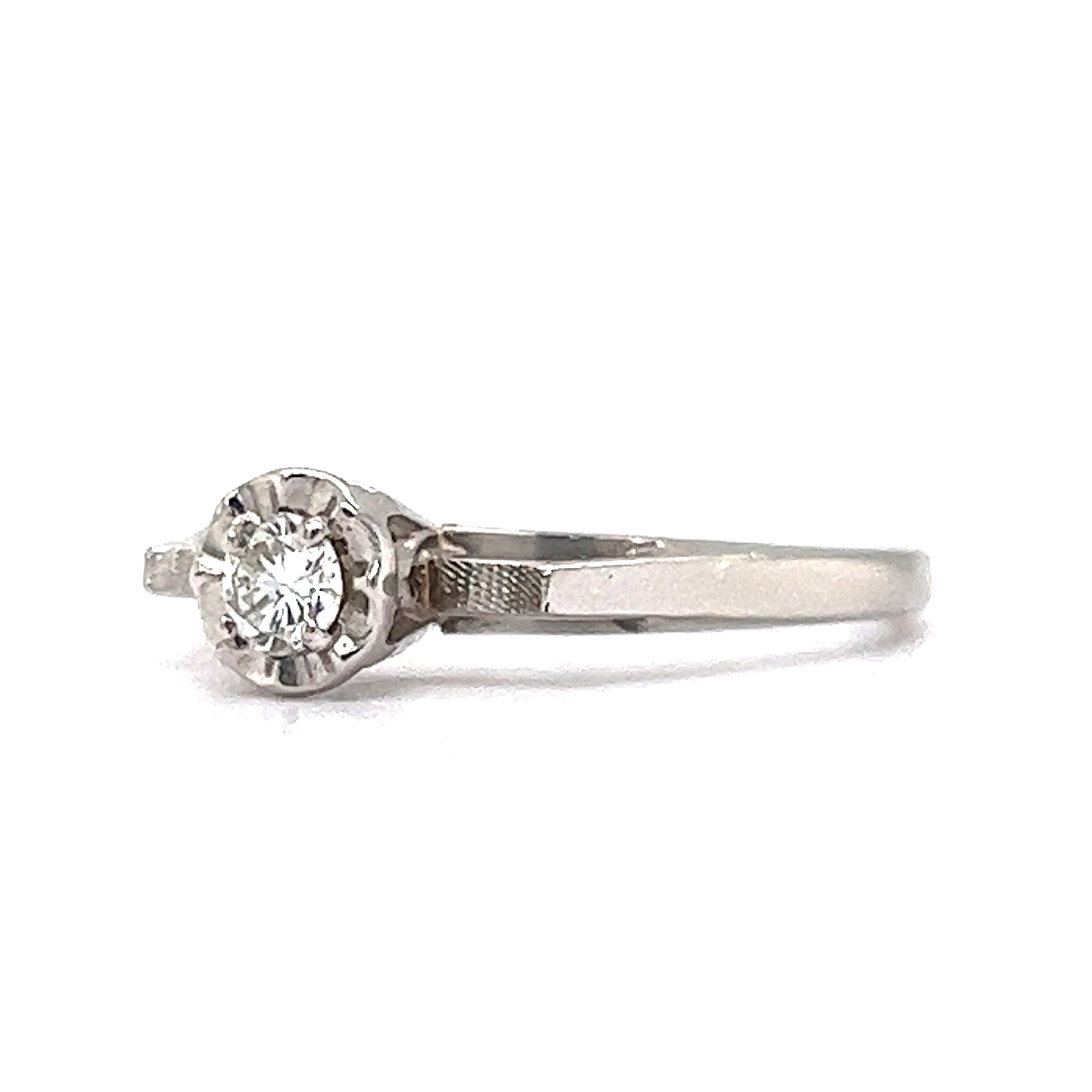 Vintage Diamond Engagement Ring in 14k White Gold - Etsy