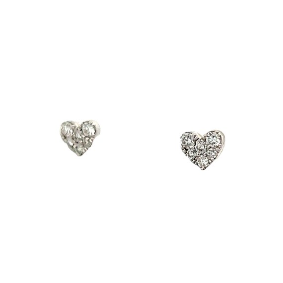 Diamond Heart Stud Earrings in 14k White Gold - image 2