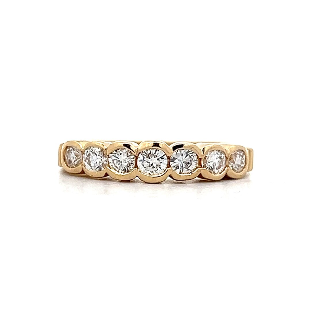 Bezel Set Diamond Wedding Band in 14k Yellow Gold - Etsy