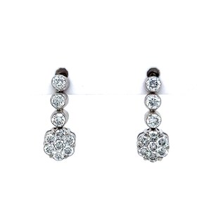 Modern Diamond Cluster Drop Earrings in 18k White Gold image 3