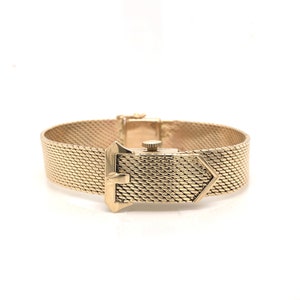 Mid-Century Movado Buckle Watch Bracelet in 14k Yellow Gold
