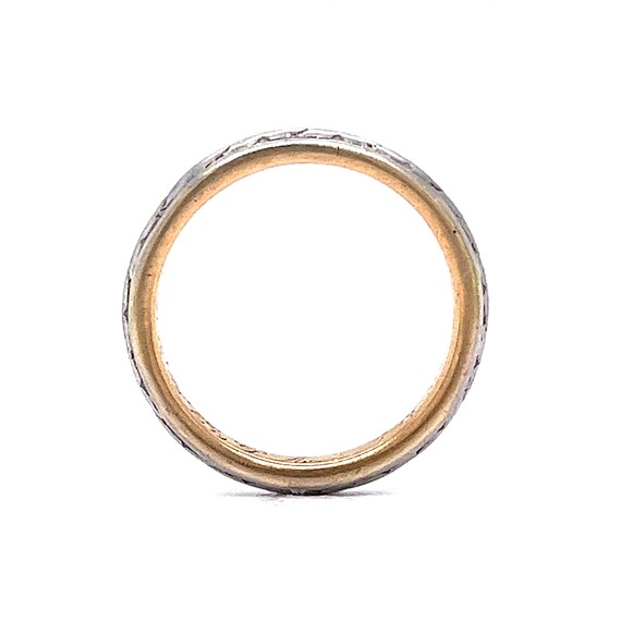 1900's Antique Engraved Wedding Band in 18k White… - image 4