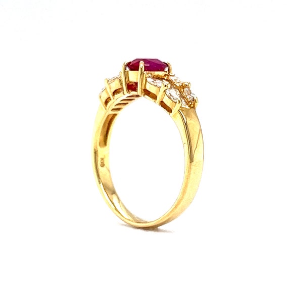 Ruby & Diamond Cluster Right Hand Ring in 18k Yel… - image 10